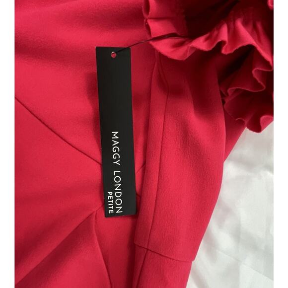 Maggy London Women's Ruffle Short Sleeve Slant Pocket Dress Sz. 10P $118 *NWT - Picture 5 of 11